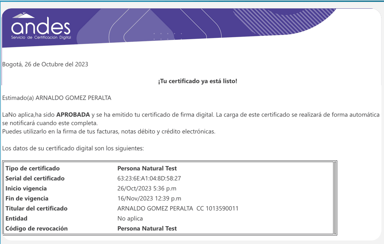 Certificado Digital Facturación Electrónica DIAN